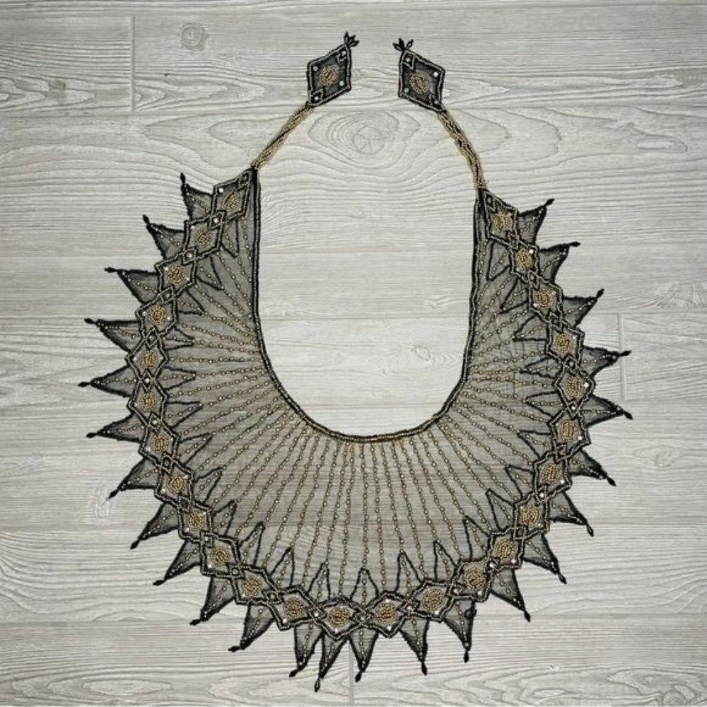 Vintage style beaded collar / necklace / cape fancy accessory formal wear large
